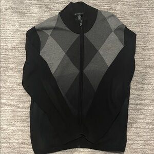 Men’s INC International Concepts Black and Gray Zip-Up Sweater size M